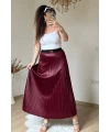 Spor Pileli Etek Bordo