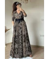 Tam boy Süet Yılan Derisi Desen Elbise
