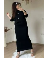 Taşlı Elbıse Bluz Triko Takım