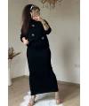 Taşlı Elbıse Bluz Triko Takım
