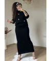 Taşlı Elbıse Bluz Triko Takım