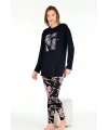 Uzun Kol Pembe Çiçekli Bayan Pijama Takımı