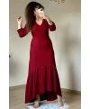 Uzun Kol Romantik Elbise Bordo