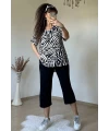V Yaka Kapri Zebra Takım Siyah