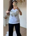 Varak Baskı Kelebek Takım Beyaz