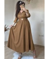 Yaka Cepli Spor Elbıse Bej