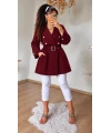 Yaka Detayli Bordo Trench