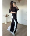 Yan Beyaz Şerıtlı Takım Kahve