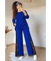 Yan Dantel Detayli Takim Mavi