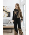 Kız Çocuk Yıldız Baskılı Leopar Desenli Takım