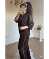 Zımba Detaylı Takım Kahve