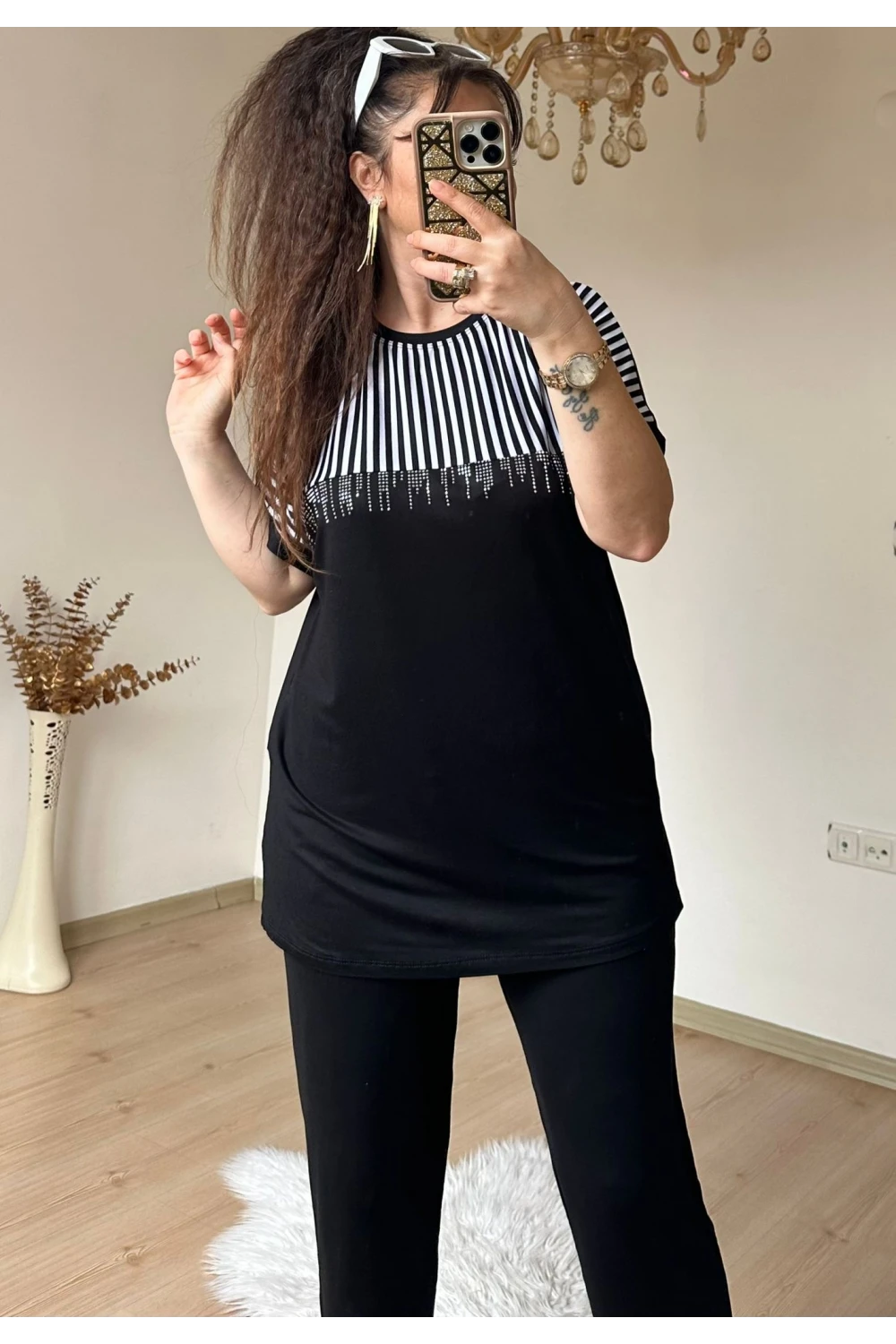 Roba Çizgili Takım Sıyah