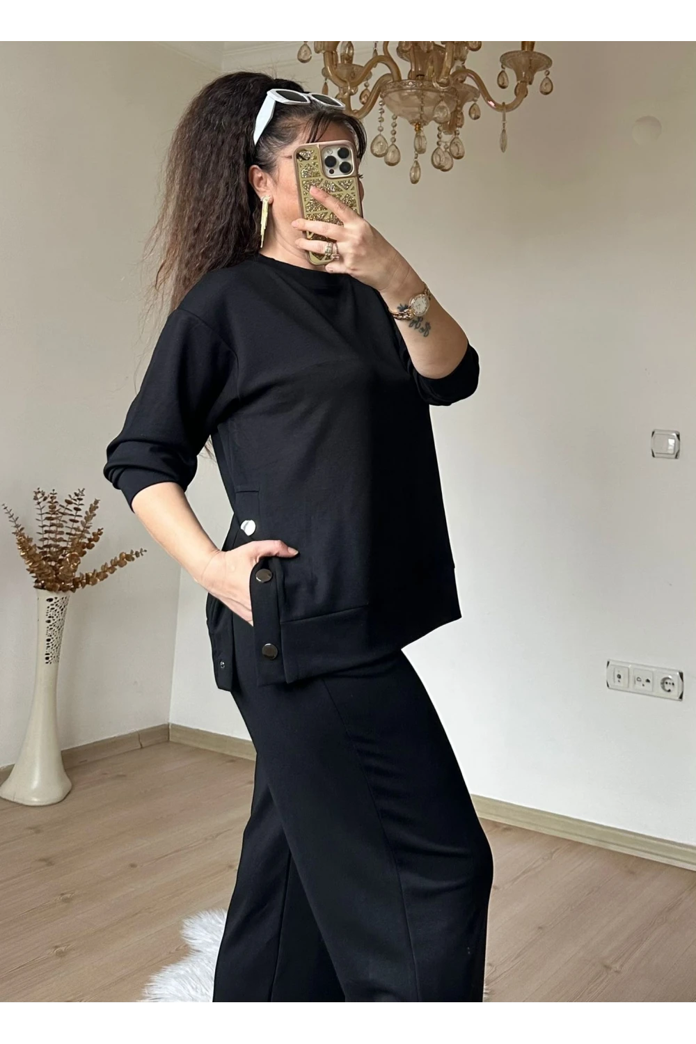 Bol Paça Çıtçıtlı Takım Siyah