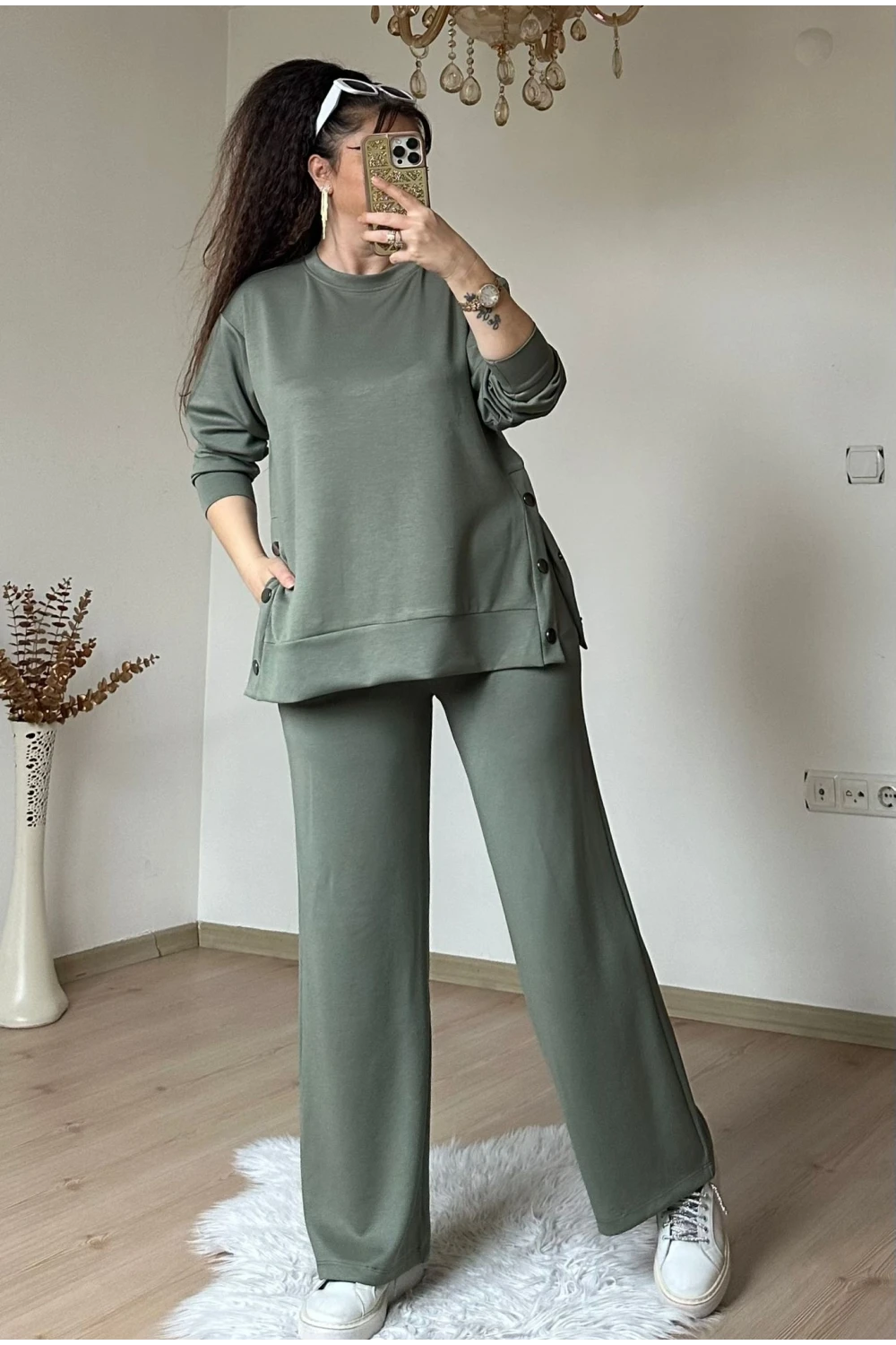 Bol Paça Çıtçıtlı Takım Su Yeşili