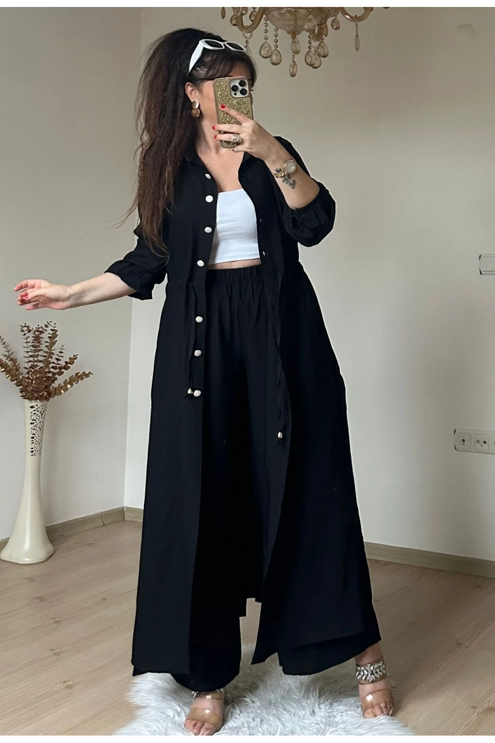 Bel Bağcık Tunık Takım Siyah