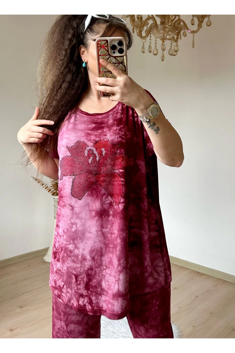 Kaprı Bordo Taşlı Takım