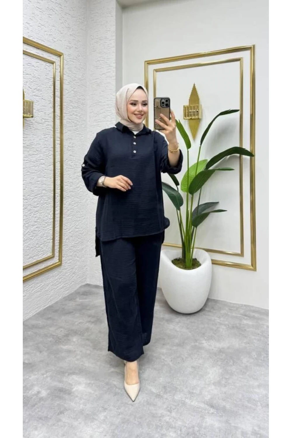 Müslin Pantolon Takım Siyah
