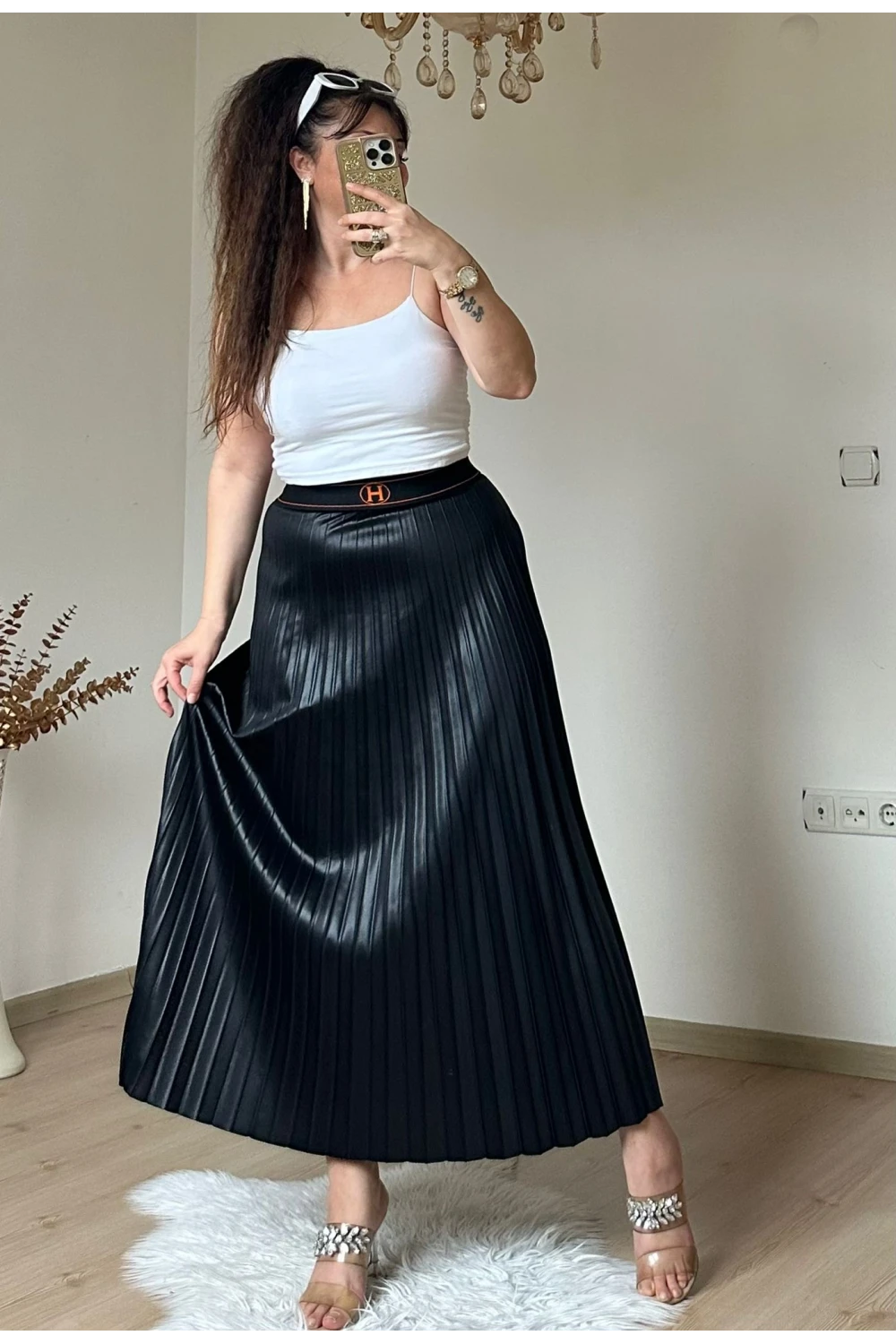 Spor Pileli Etek Siyah