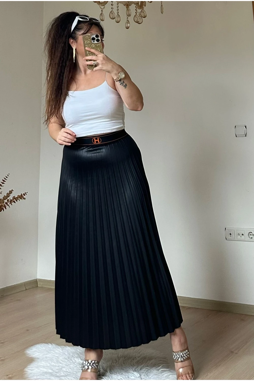 Spor Pileli Etek Siyah