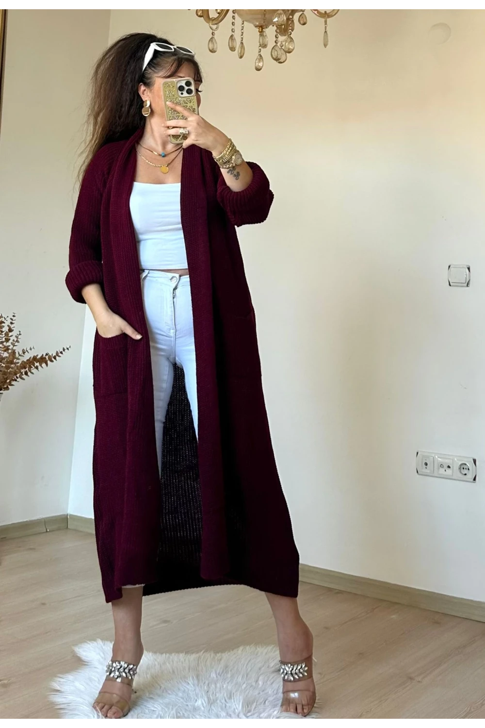 Uzun Salaş Hırka Bordo