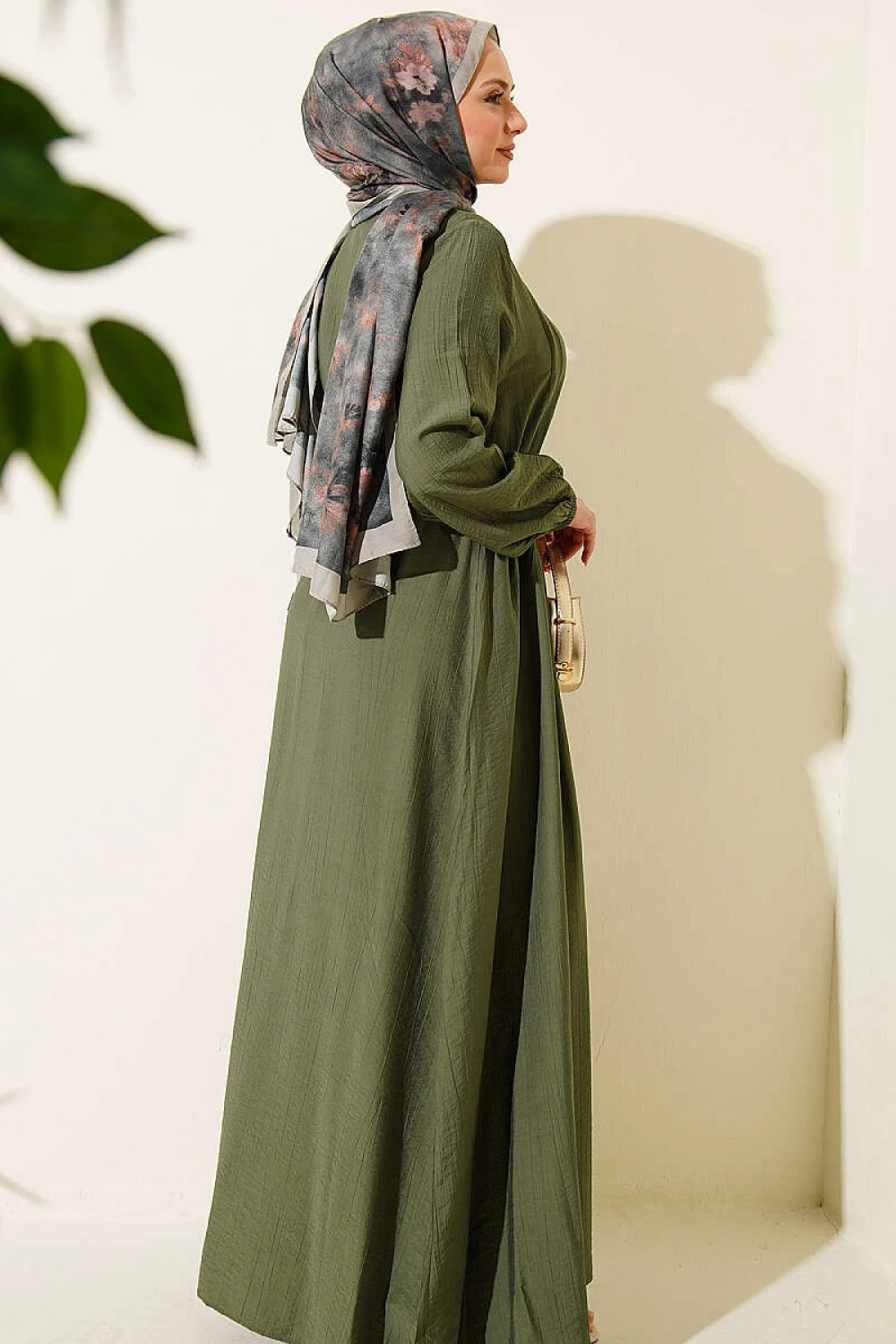 Zühre Model Haki Tesettür Elbise