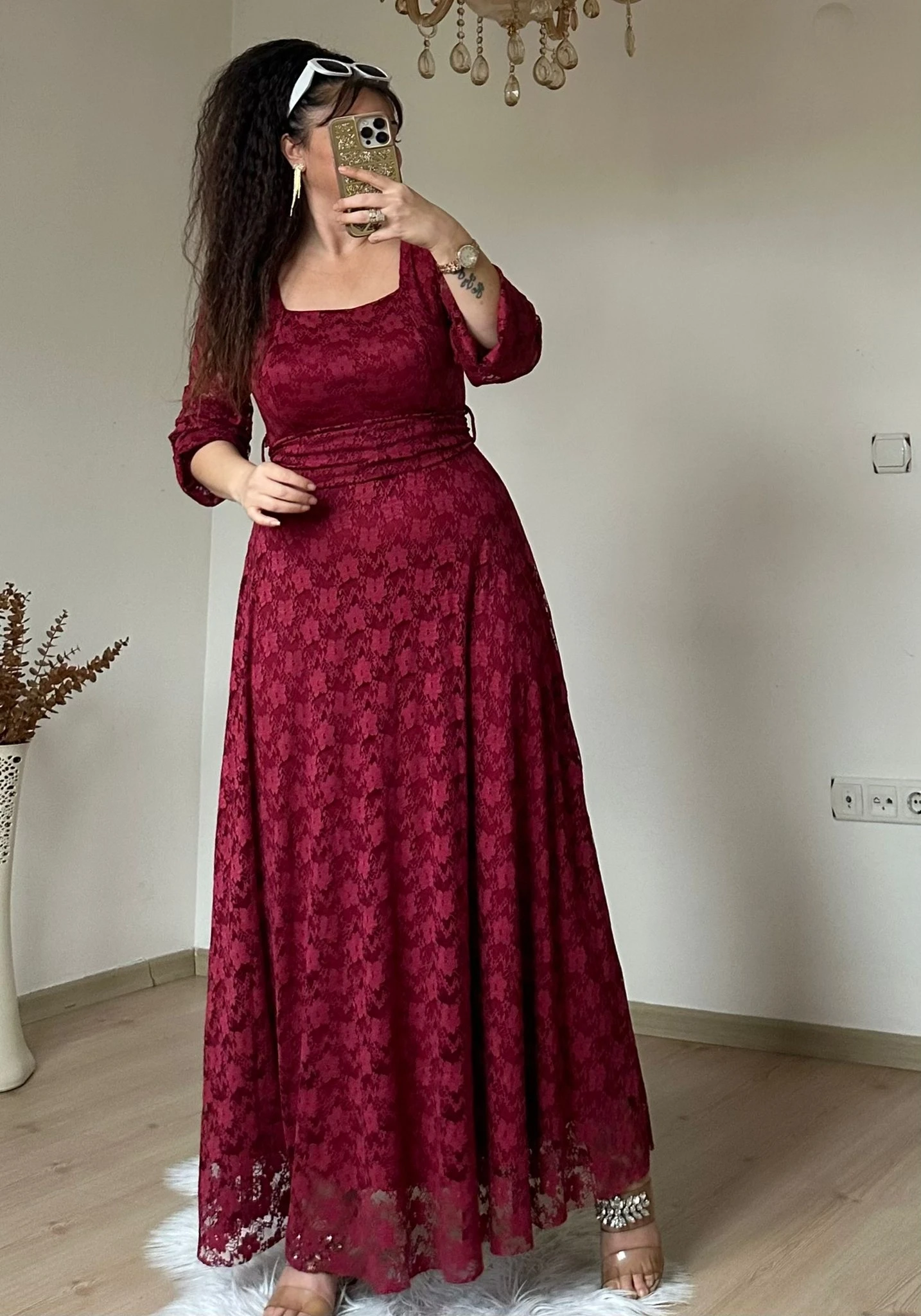 Gupur Prenses Elbıse Bordo