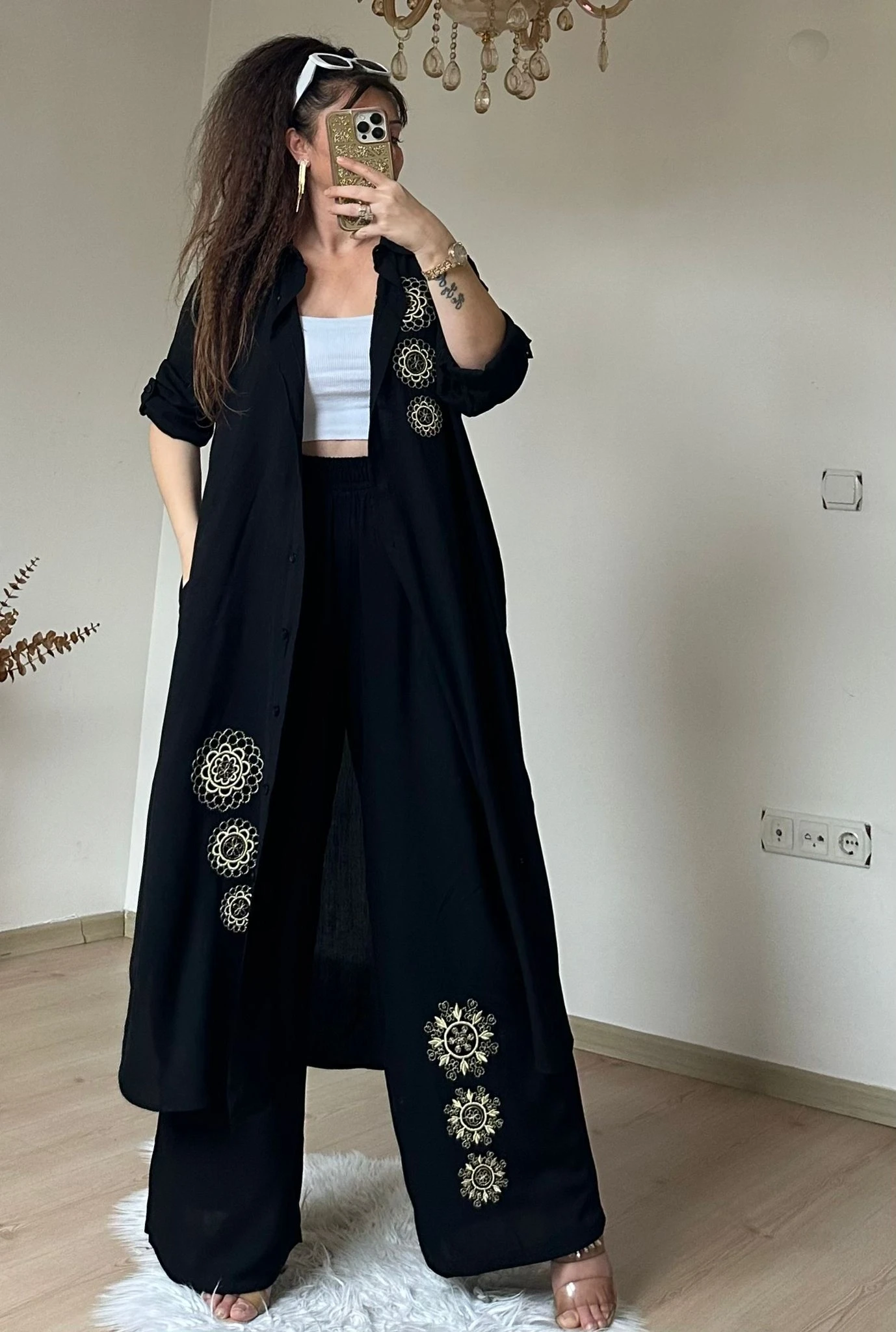 Varak Nakışlı Takım Siyah