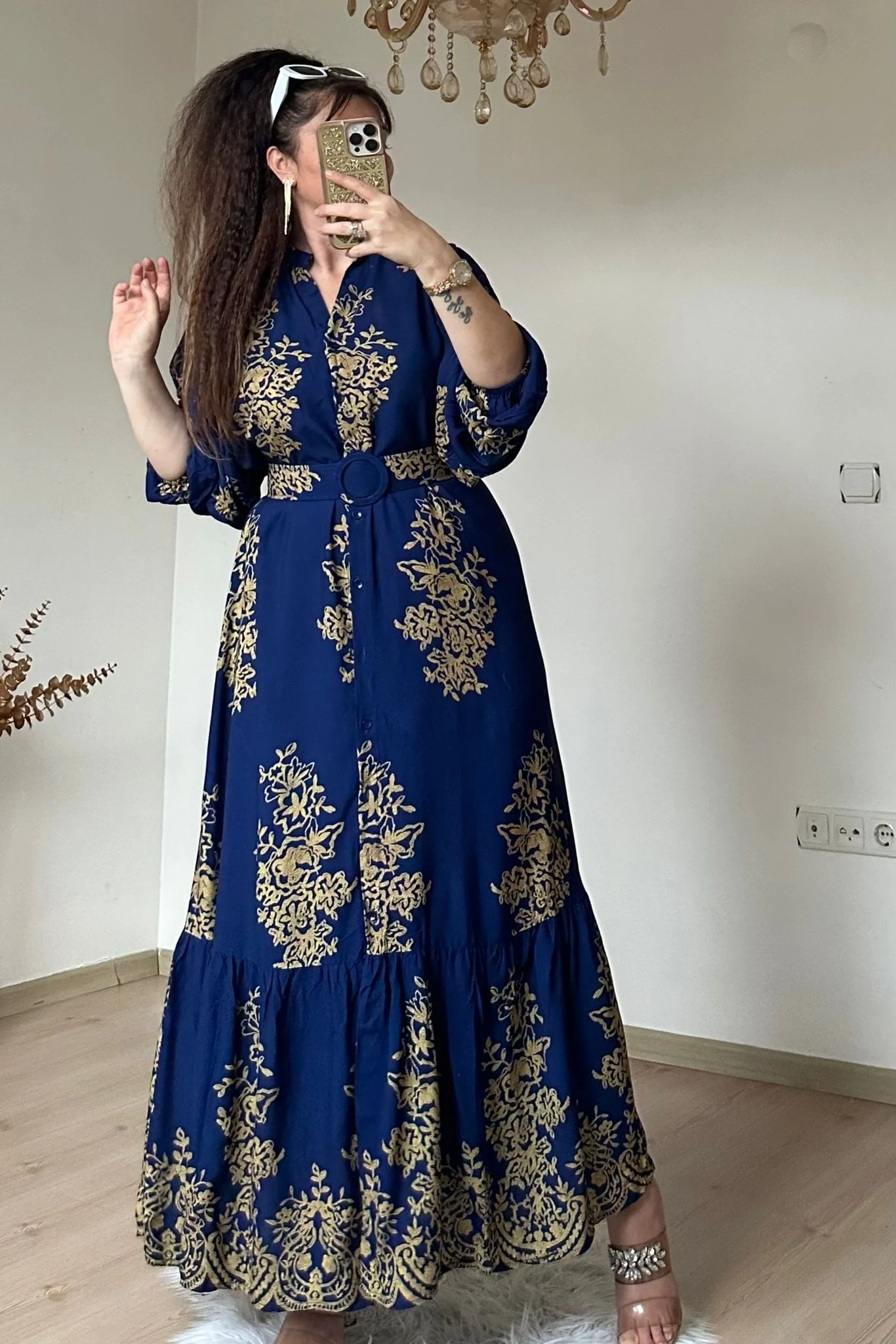 Hakim Yaka Otantık Gömlek Elbıse Lacıvert