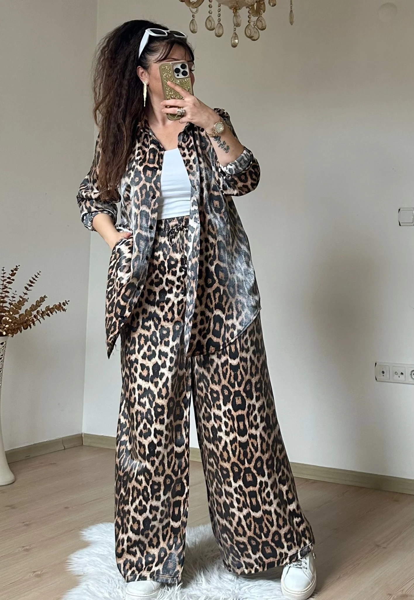 Bol Paca Leopar Gömlek Takım