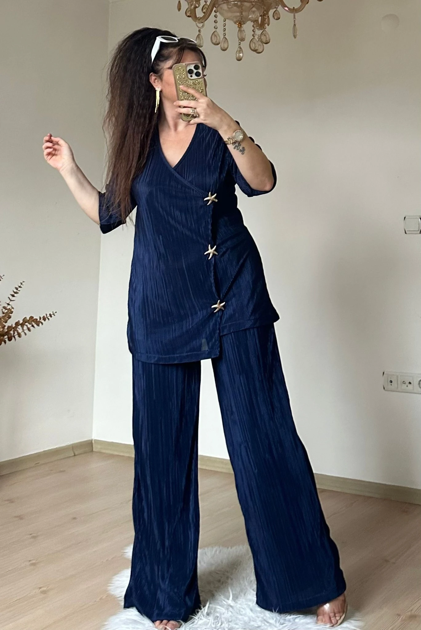 Deniz Yıldızı Aksesuarlı Takım Lacivert Büyük Beden