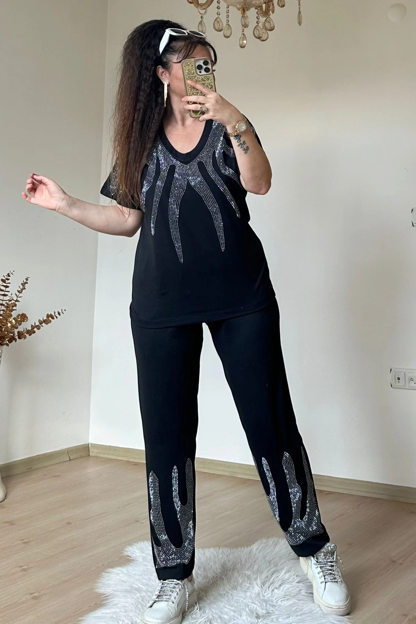 Piramit Yaka Gümüş Taşlı Takım