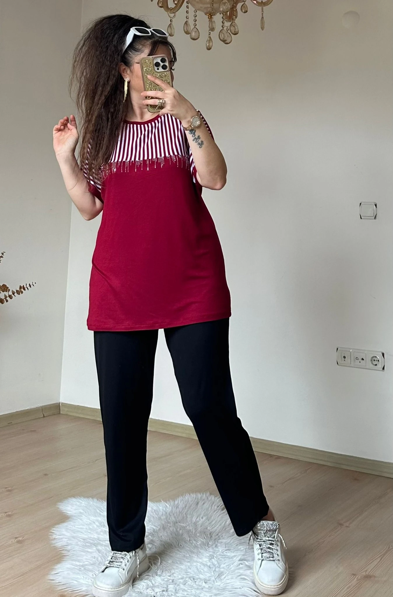 Roba Çizgili Takım Bordo