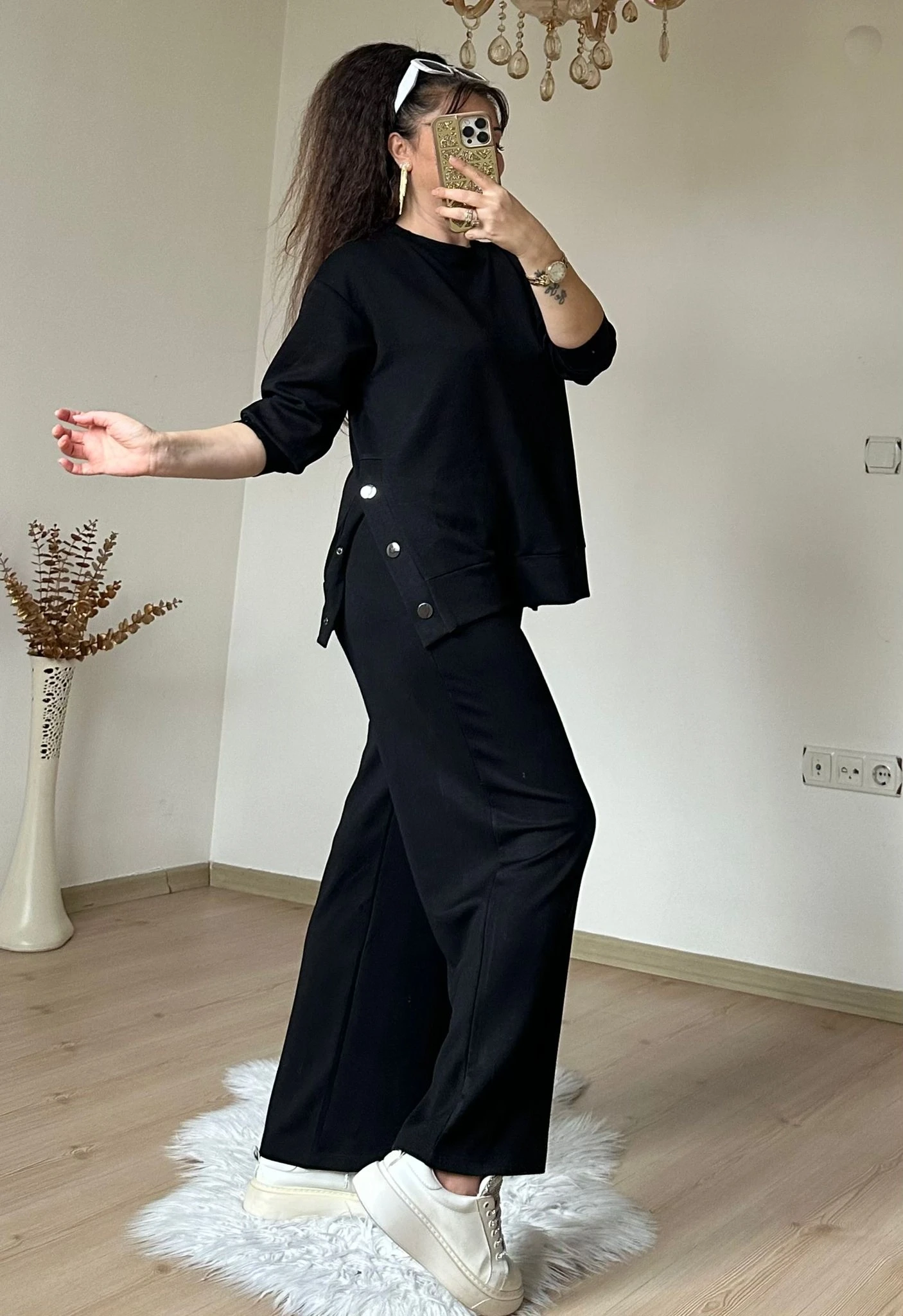 Bol Paça Çıtçıtlı Takım Siyah