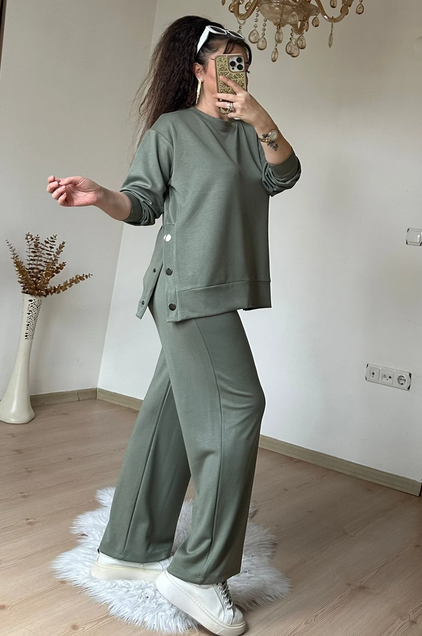 Bol Paça Çıtçıtlı Takım Su Yeşili