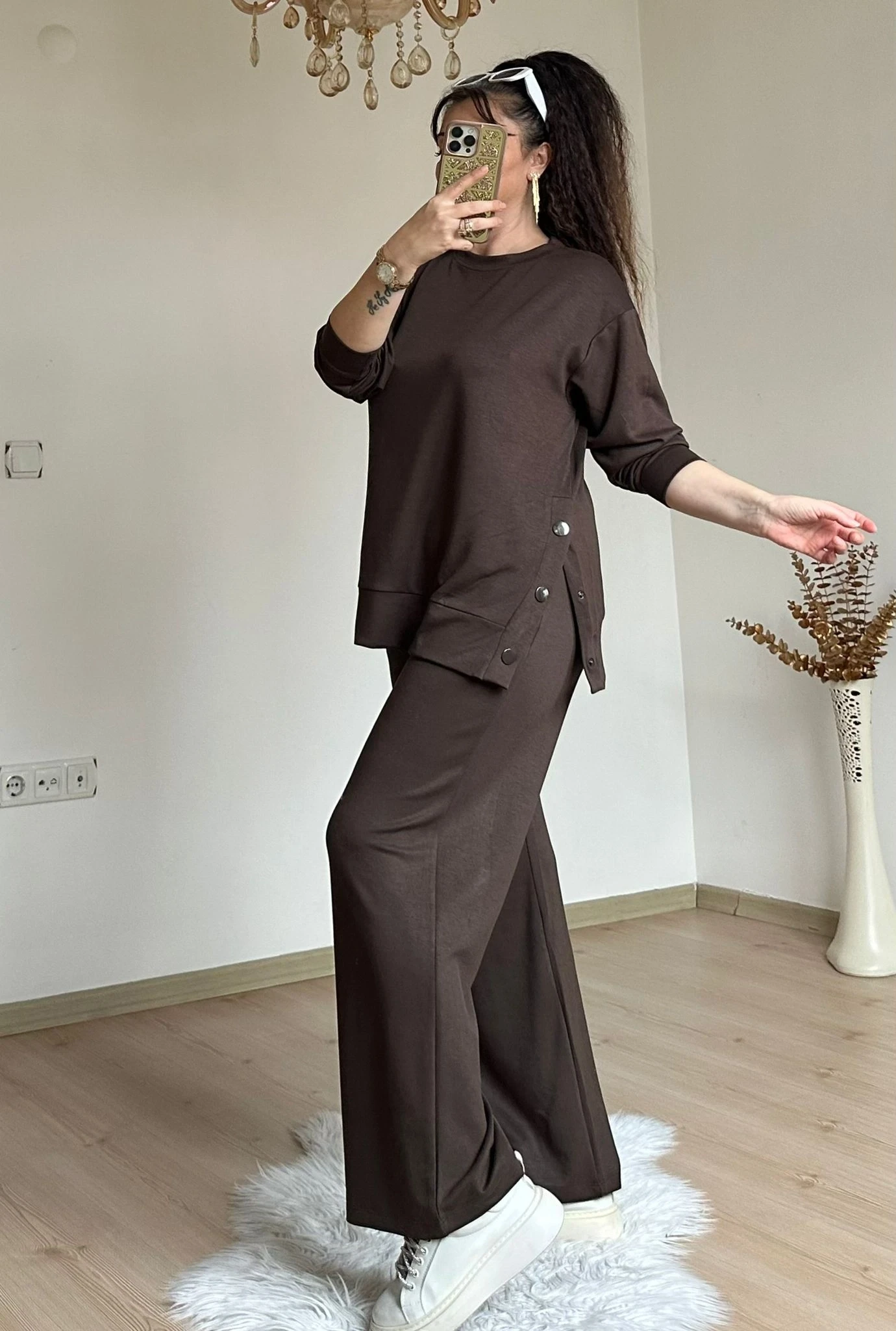 Bol Paça Çıtçıtlı Takım Kahve