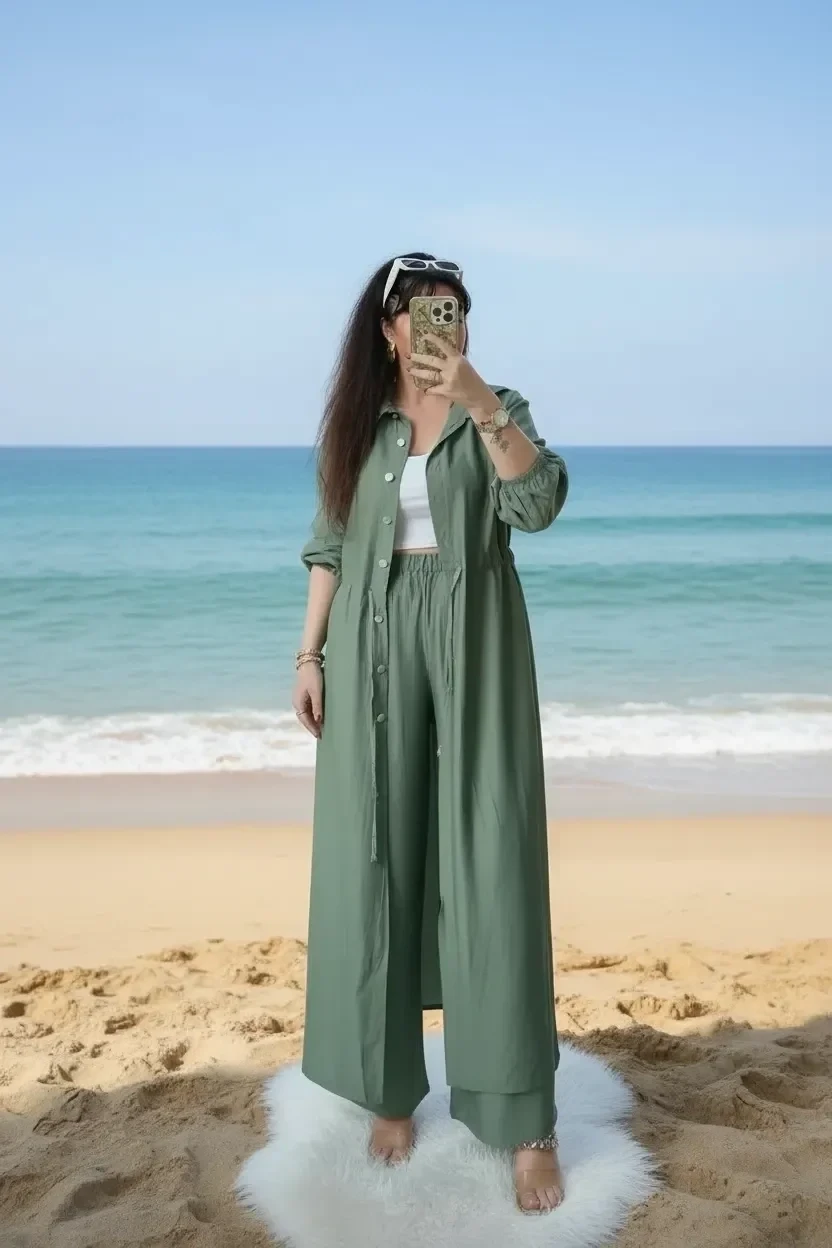 Bel Bağcıklı Tunık Takım Su Yeşili