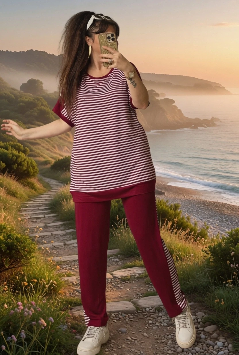 Bisiklet Yaka Çizgili Takım Bordo