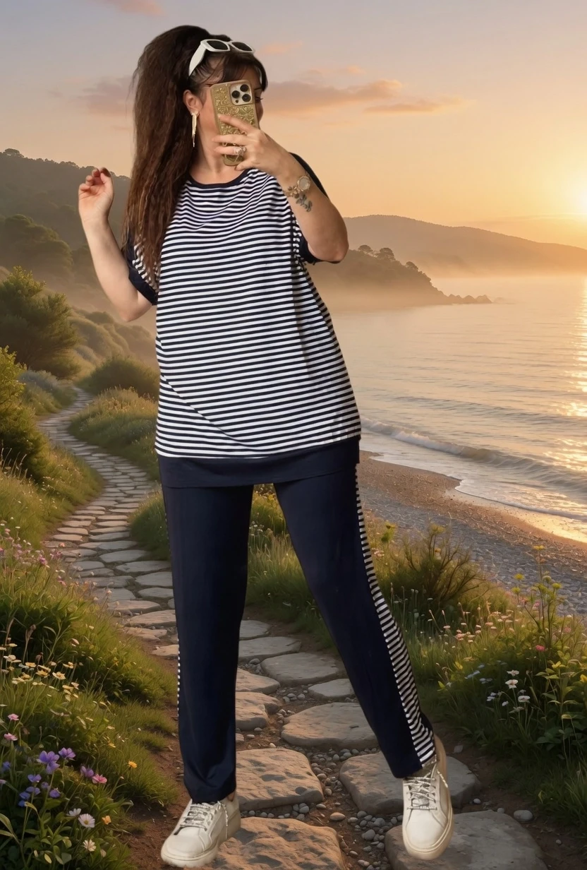 Bisiklet Yaka Çizgili Takım Lacivert