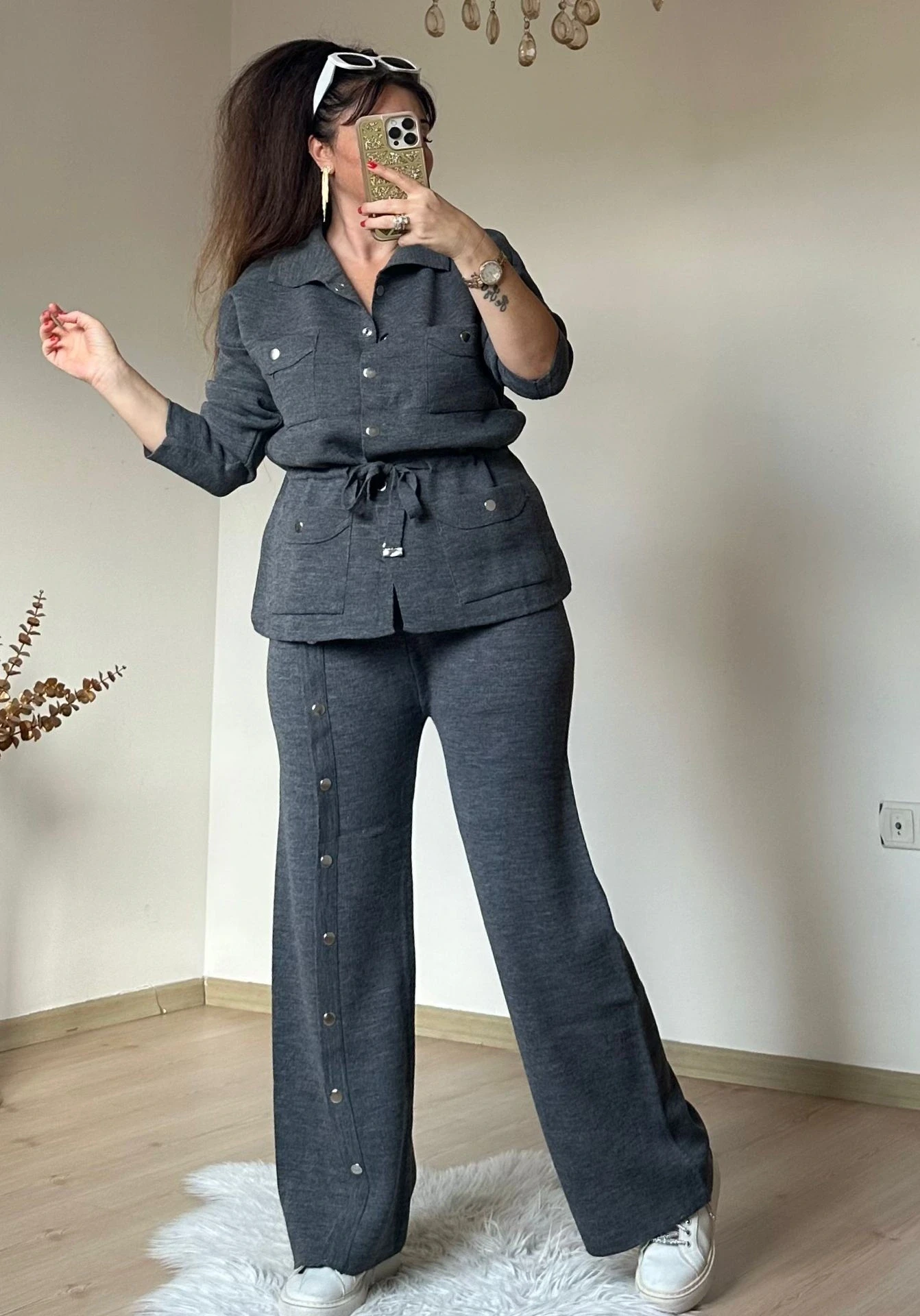 Bel Bağcıklı Cıtcıtlı Takım Füme