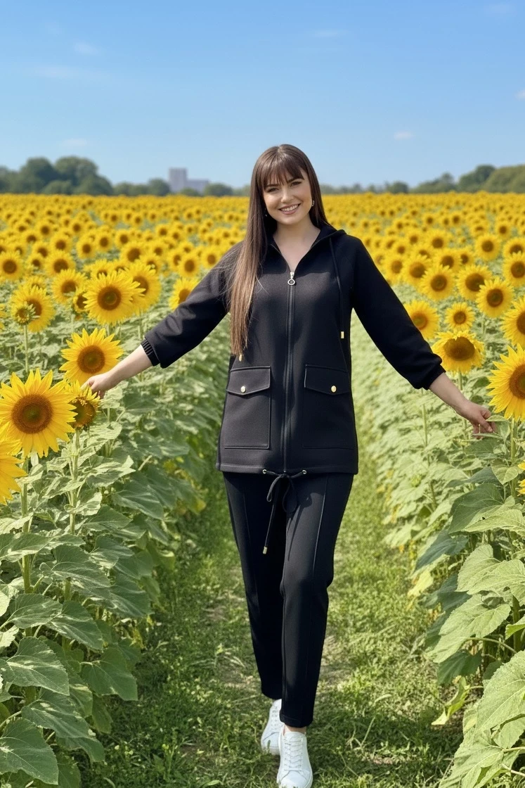 Fermuarlı Spor Takım Siyah