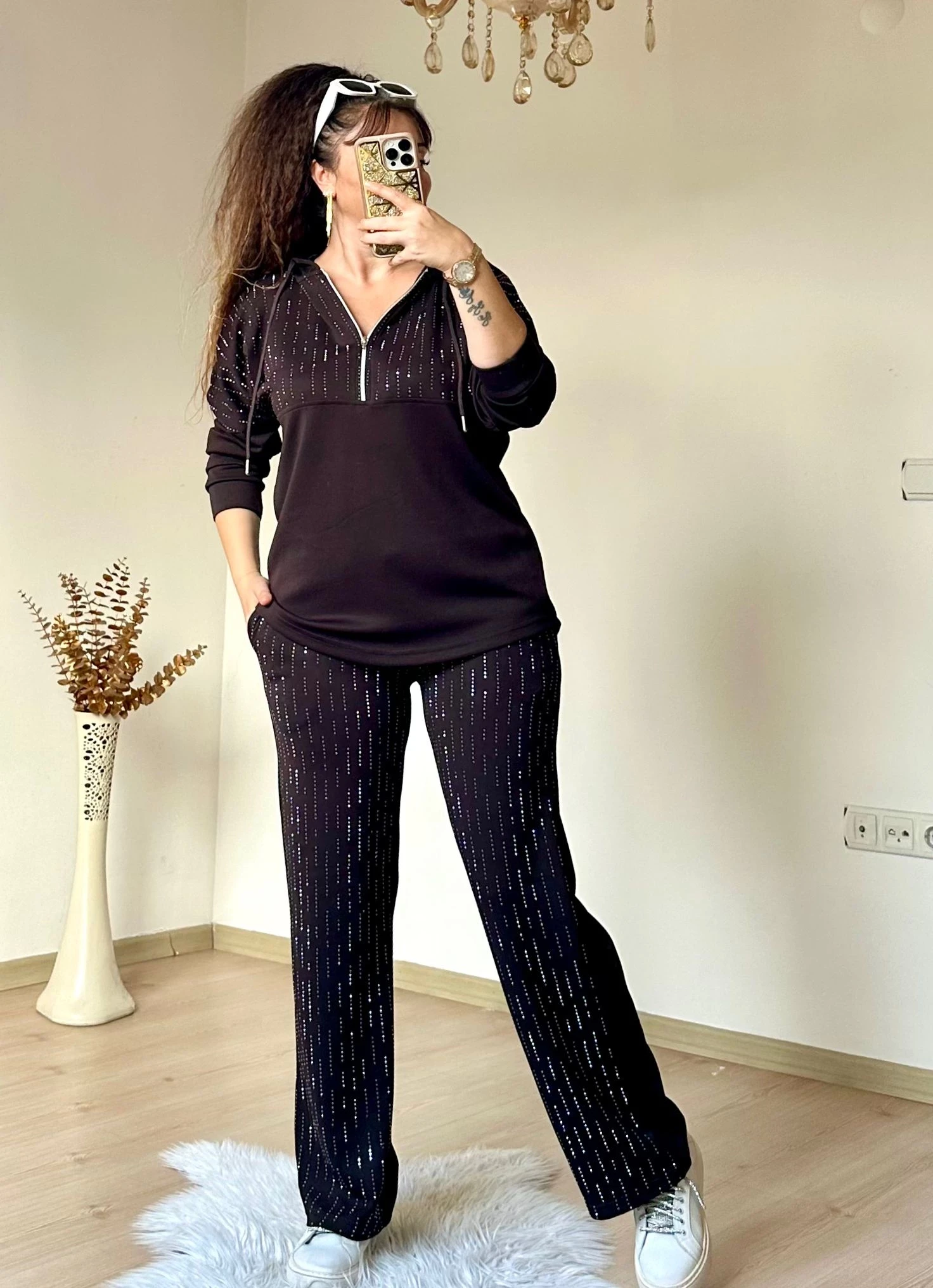 Kapusonlu Taşlı Takım Kahve