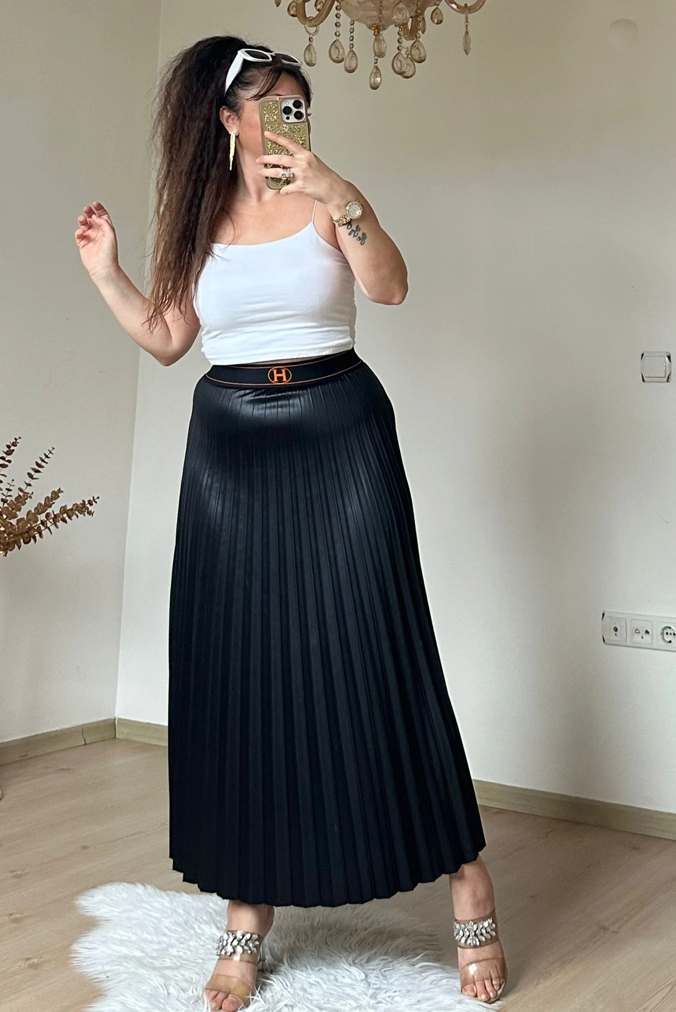 Spor Pileli Etek Siyah