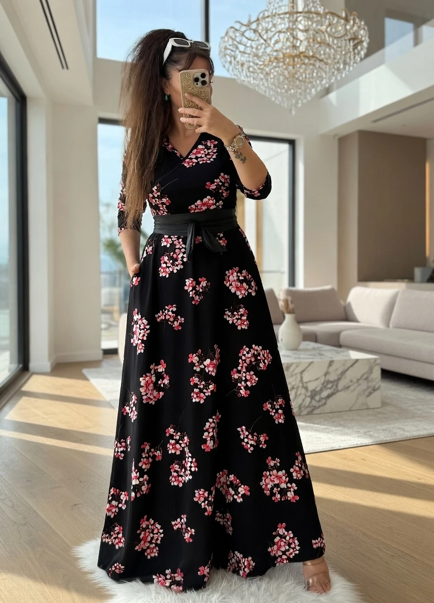 Tam Boy Kokina Desen Elbise