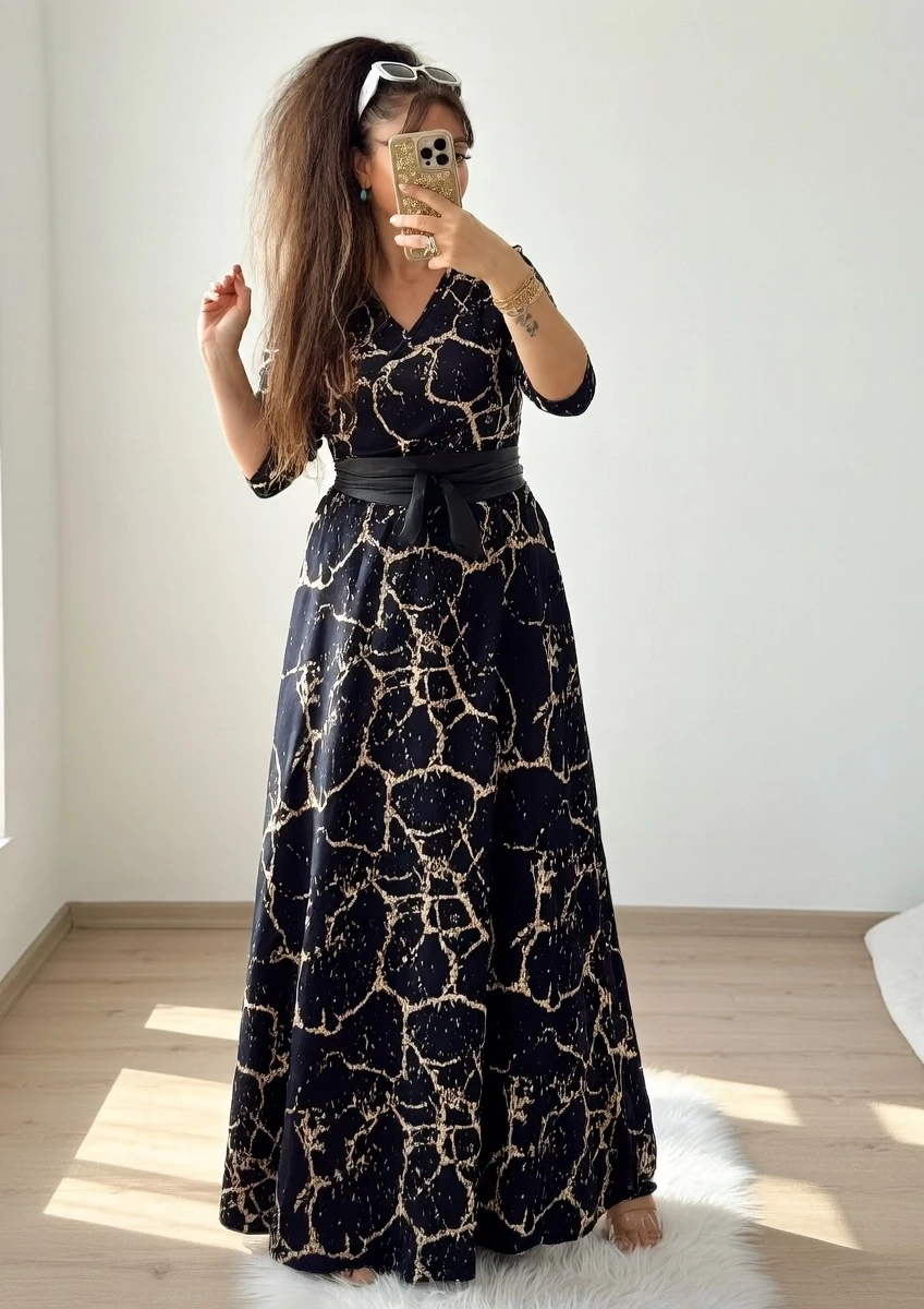 Tam Boy Mermer Desen Elbise