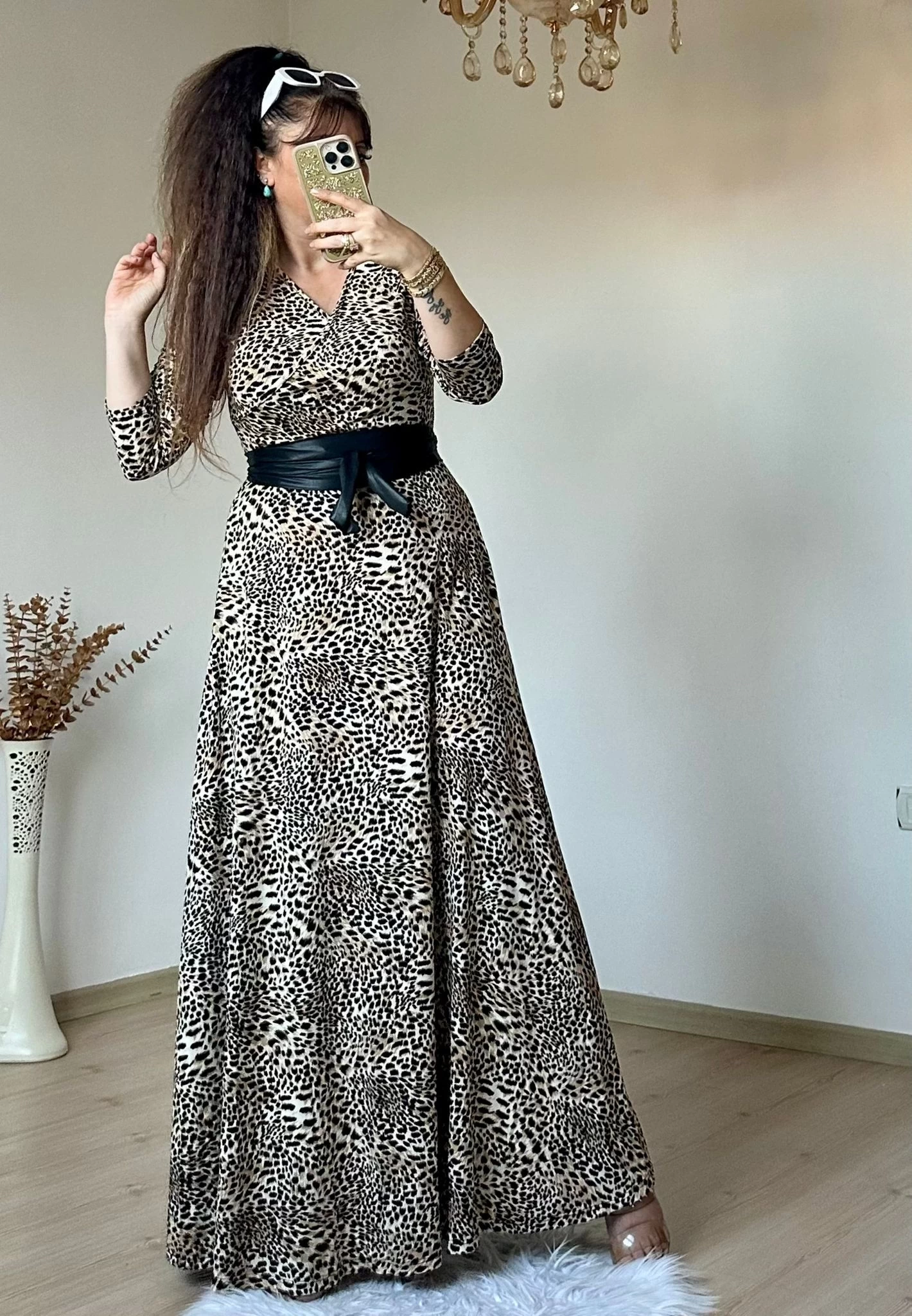 Tam Boy Minik Leopar Desen Elbise