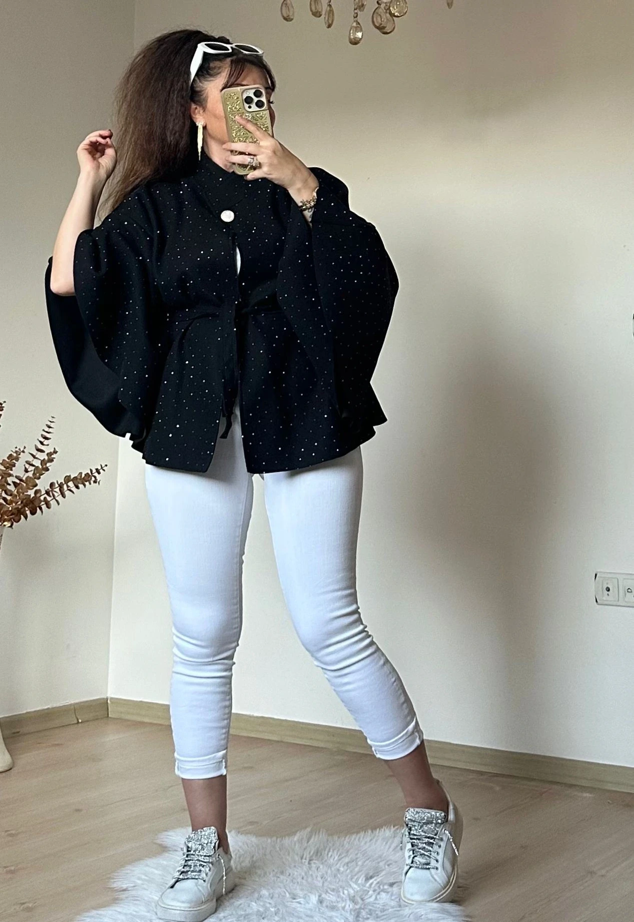 Taşlı Kısa Panco Siyah