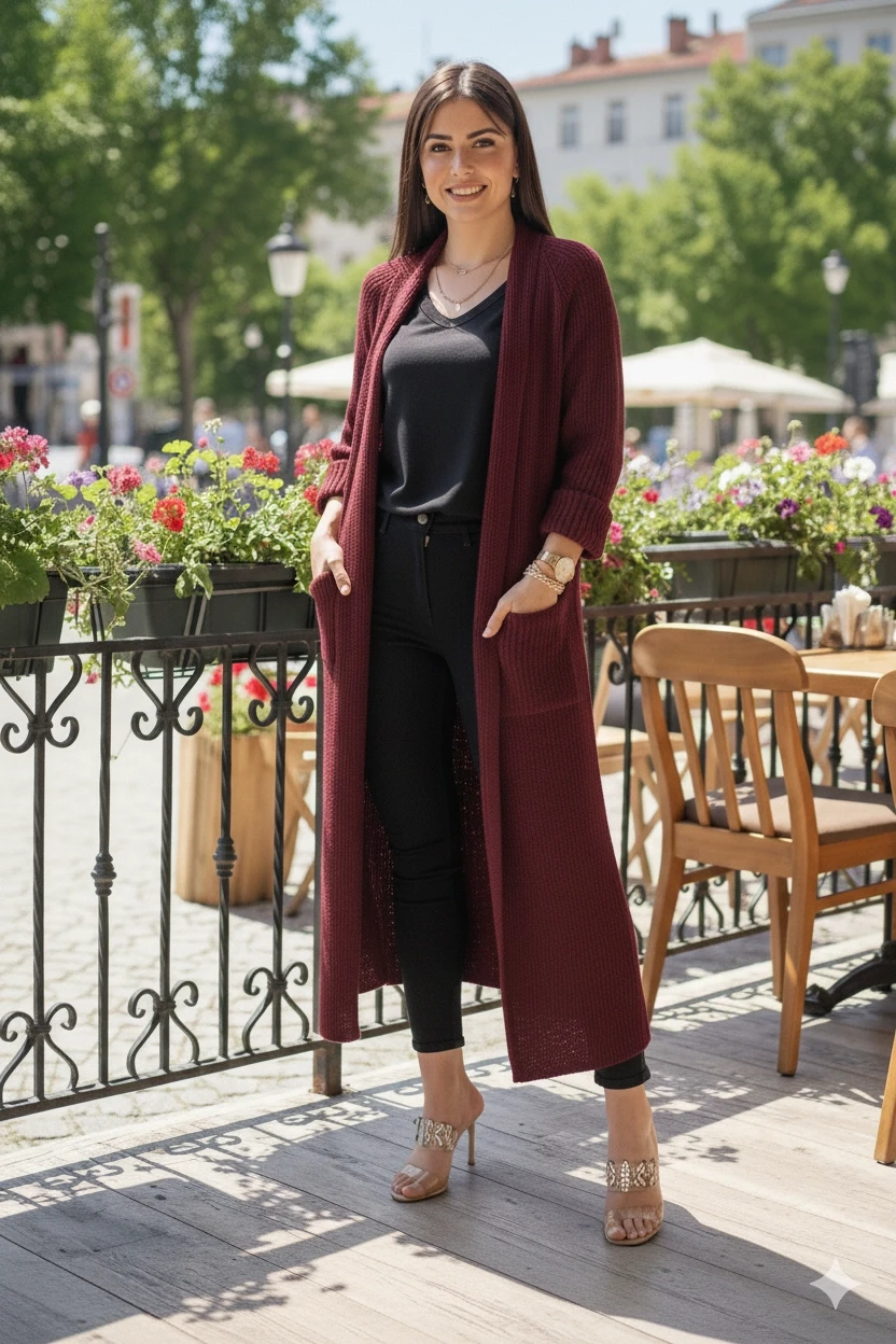 Uzun Salaş Hırka Bordo