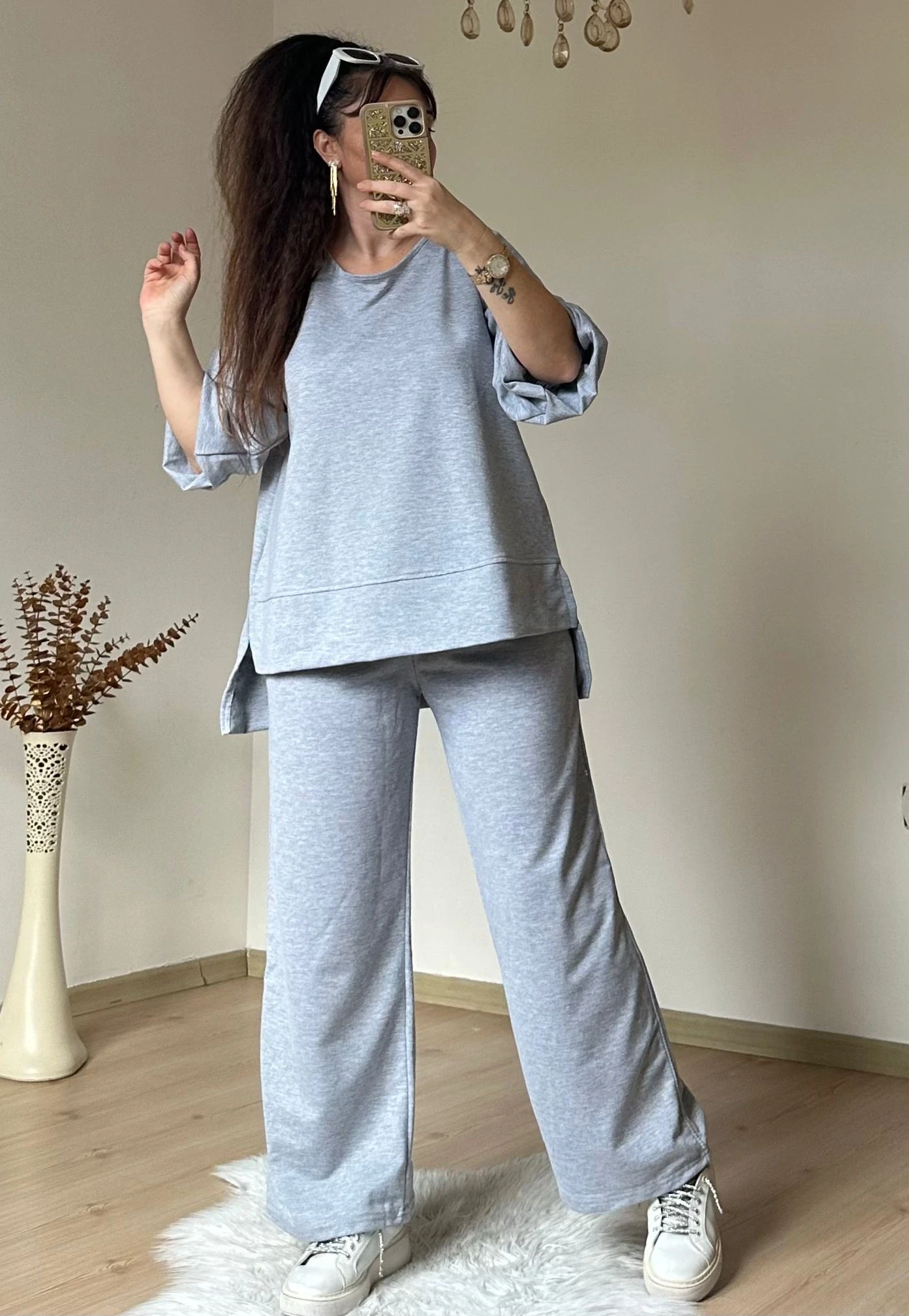 Yan Yırtmaçlı Spor Takım Gri