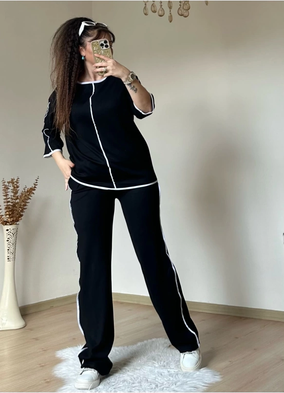 Beyaz Çızgılı Siyah Takım