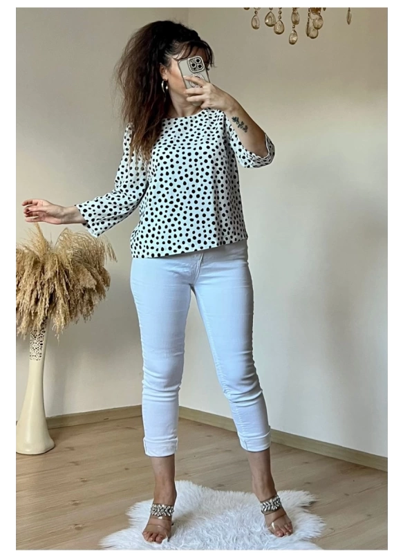 Beyaz Puanlı Bluz